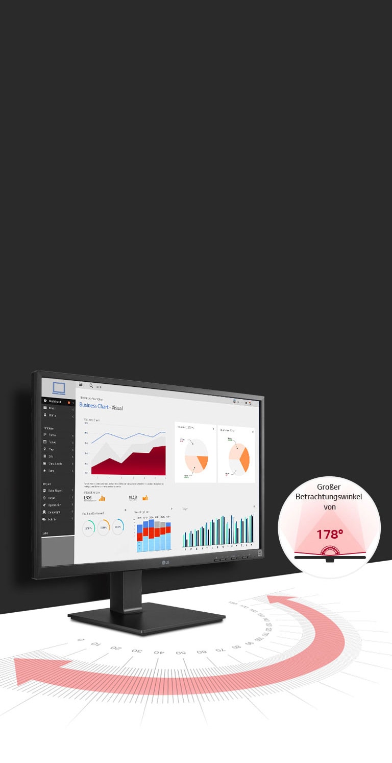 Der LG IPS Monitor bietet einen großen Betrachtungswinkel von 178°.