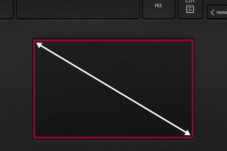 Verbreitertes Touchpad, das dem Größenverhältnis des Displays entspricht
