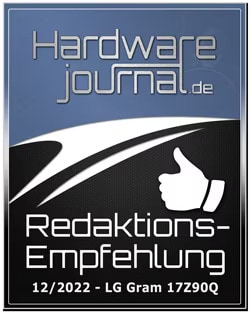 Dem LG gram 17Z90Q wurde im Test bei Hardware journal eine Empfehlung ausgesprochen.1