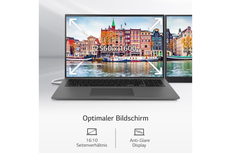 LG 17'' Notebook mit Windows 11 Home | Intel® Core™ i5 Prozessor | 16GB LPDDR5 RAM | 512GB SSD | 80-WH-Akku | 17Z90Q-G.AA56G, 17Z90Q-G.AA56G