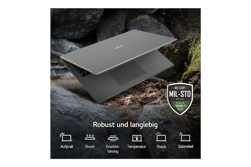 LG 17'' Notebook mit Windows 11 Home | Intel® Core™ i7 Prozessor | 16GB LPDDR5 RAM | 512GB SSD | 80-WH-Akku | 17Z90Q-G.AA76G, 17Z90Q-G.AA76G
