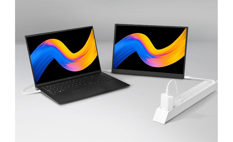 Schalten Sie  view an und laden Sie gleichzeitig den verbundenen Laptop (bis zu 45W).