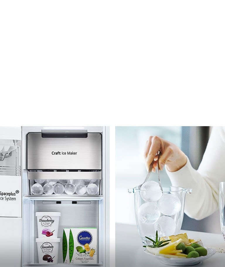 LG-exklusive Craft Ice® Eiskugeln schmelzen langsamer, damit Ihre Getränke länger eiskalt bleiben.