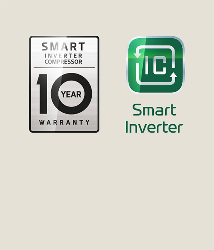 Das Bild der Smart Inverter Compressor 10 Jahre-Garantie.