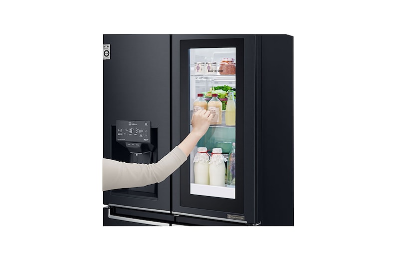 LG Multi-Door mit InstaView Door-in-Door ®  | Eis-, Crushed Ice- und Wasserspender | 508 Liter Kapazität | Energieeffizienzklasse F | Festwasseranschluss | Matte Black Stainless | GMX844MCKV, GMX844MCKV