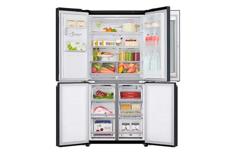 LG Multi-Door mit InstaView Door-in-Door ®  | Eis-, Crushed Ice- und Wasserspender | 508 Liter Kapazität | Energieeffizienzklasse F | Festwasseranschluss | Matte Black Stainless | GMX844MCKV, GMX844MCKV