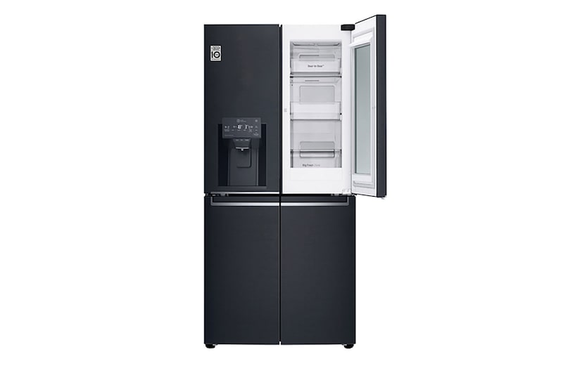 LG Multi-Door mit InstaView Door-in-Door ®  | Eis-, Crushed Ice- und Wasserspender | 508 Liter Kapazität | Energieeffizienzklasse F | Festwasseranschluss | Matte Black Stainless | GMX844MCKV, GMX844MCKV