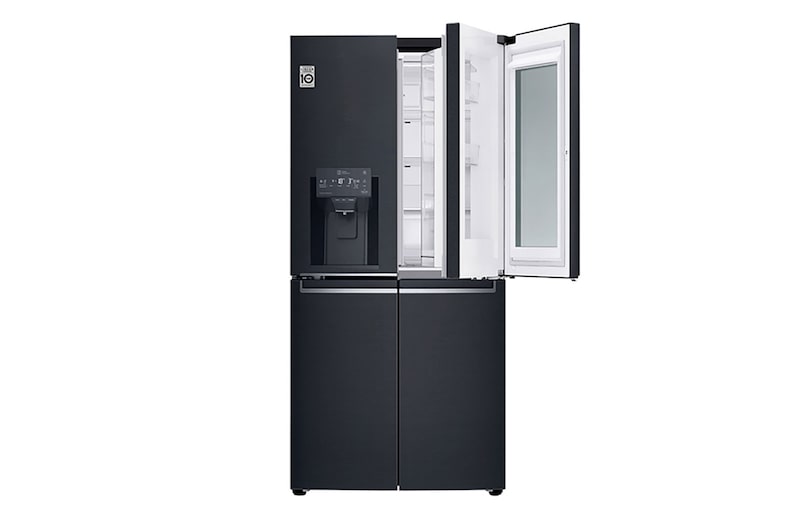 LG Multi-Door mit InstaView Door-in-Door ®  | Eis-, Crushed Ice- und Wasserspender | 508 Liter Kapazität | Energieeffizienzklasse F | Festwasseranschluss | Matte Black Stainless | GMX844MCKV, GMX844MCKV