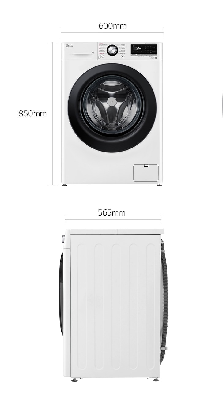 Waschmaschine | 8 kg F4WV4085 U./ 360° LG | Energieeffizienzklasse | | - Steam F4WV4085 DE | DD® TurboWash® AI | | Min. | A 1.400