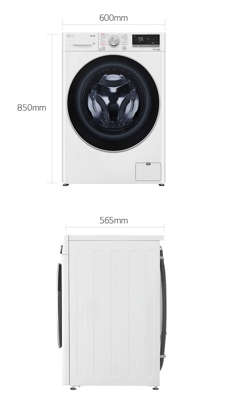 | mit F4WV7081 F4WV7081 | schwarzem A 8 Bullauge Kapazität U./Min. LG | | - DE Waschmaschine 1.400 kg mit Weiß | Energieeffizienzklasse