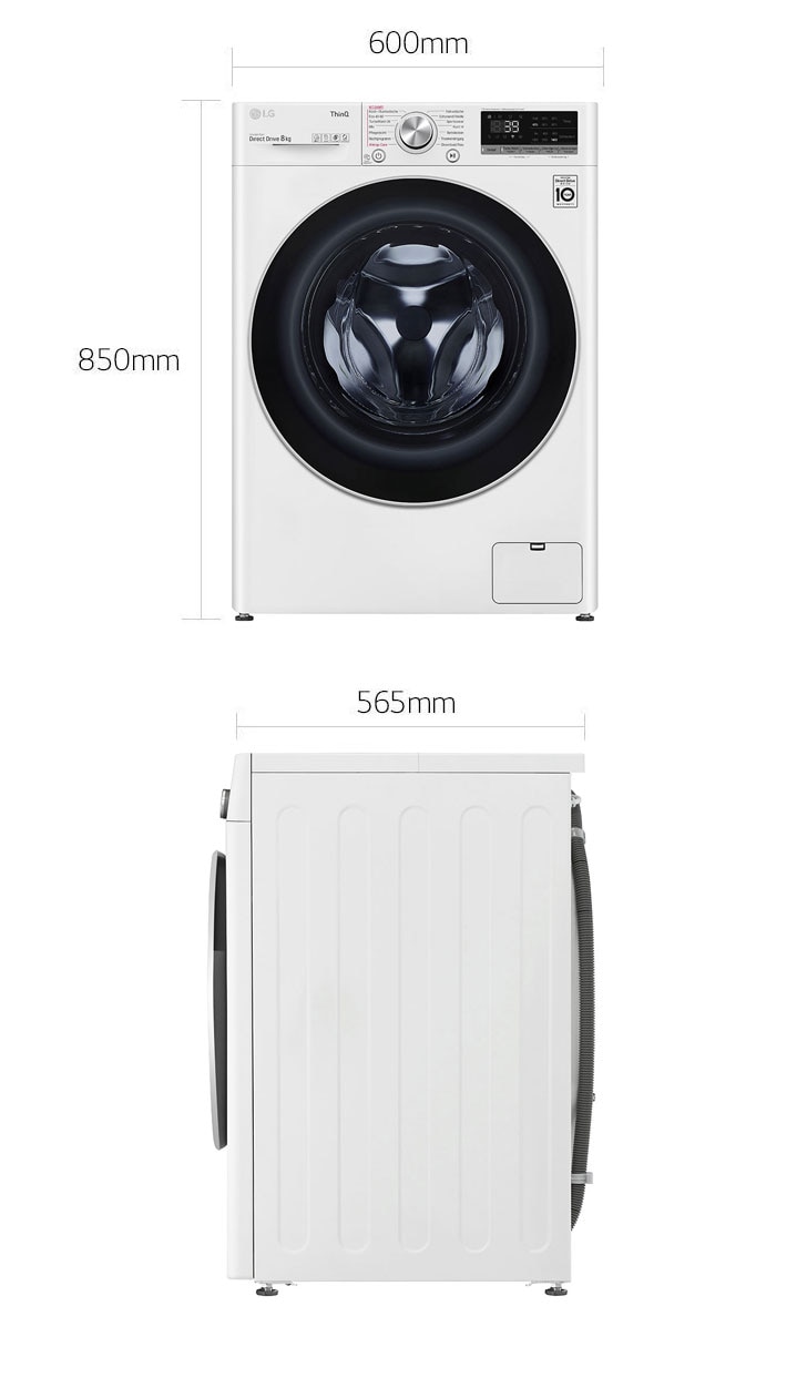 Waschmaschine | 8 kg | Energieeffizienzklasse A | AI DD® | Steam |  TurboWash® 360° - F4WV708P2E | LG DE