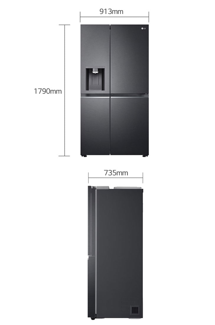 Side-by-Side mit Door-in-Door® | Eis-, Crushed Ice- und Wasserspender | 635  Liter Kapazität | Energieeffizienzklasse E | Interner Wassertank 4L | Matte  Black Steel | GSJV91MCAE - GSJV91MCAE | LG DE