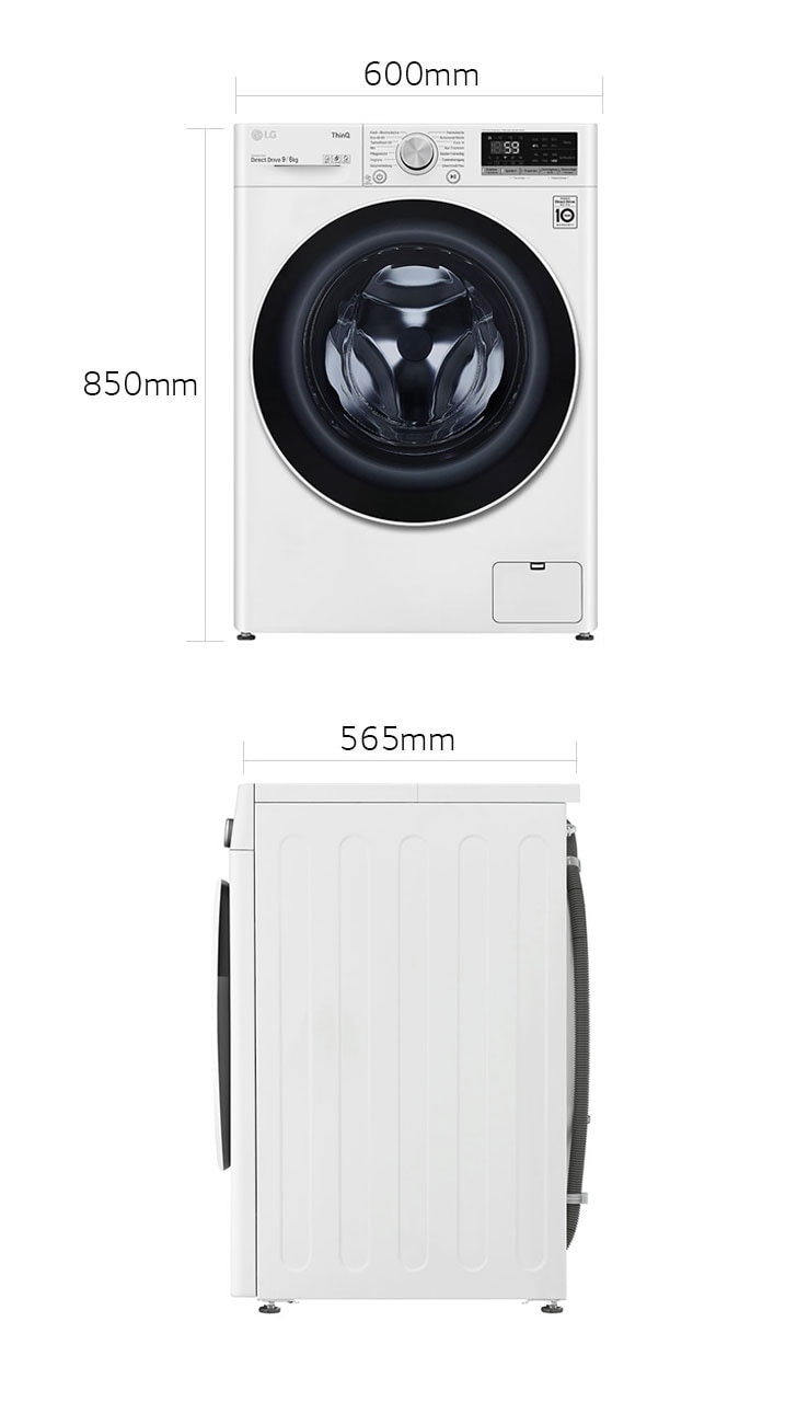 Waschtrockner mit 1.400 U./Min. | 9 kg Waschen | 6 kg Trocknen | Weiß mit  weißem Bullaugenring | V5WD96TW0 - V5WD96TW0 | LG DE