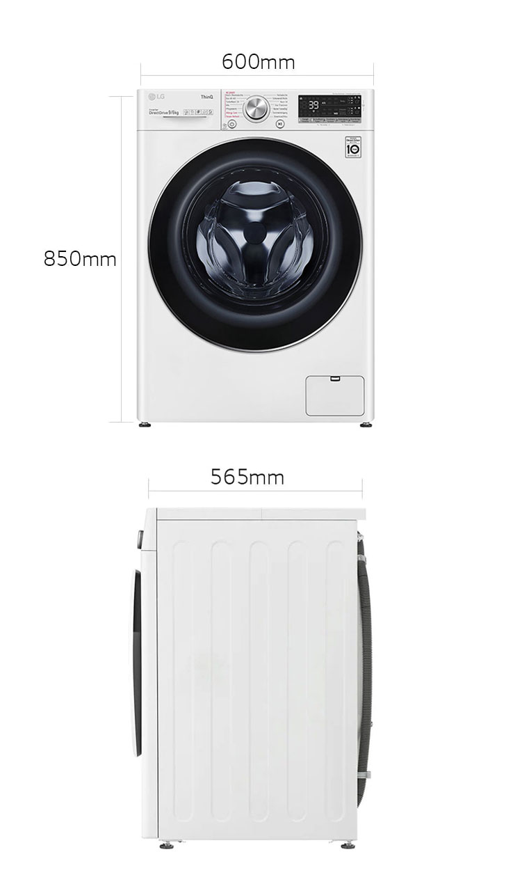 Waschtrockner mit 1400 U/Min. | 9 kg Waschen | 6 kg Trocknen | Weiß mit  Chrome Bullaugenring | V7WD96AT2 - V7WD96AT2 | LG DE