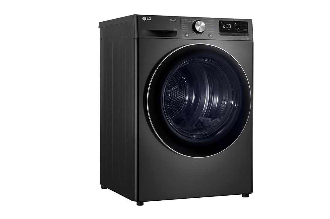 LG Trockner Schwarz (EEK C, 8 kg) mit Dual Inverter Wärmepumpentechnologie & selbstreinigendem Kondensator I RT80V9B, RT80V9B