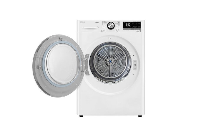 LG Trockner Weiß (C, 8 kg) mit Dual Inverter Wärmepumpentechnologie & selbstreinigendem Kondensator I RT80V9W, RT80V9W