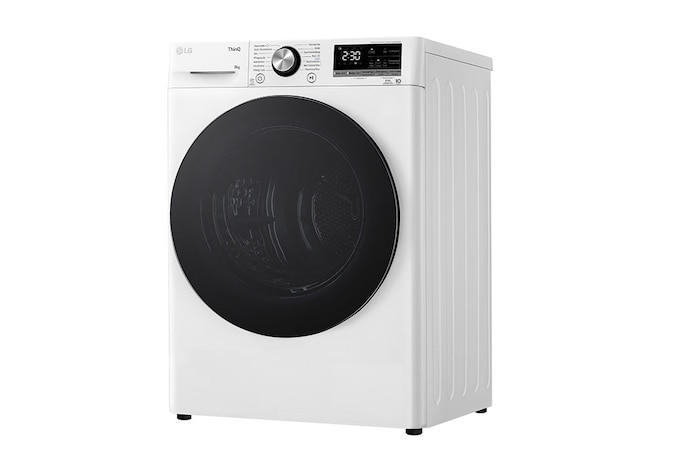 LG Trockner Weiß (C, 8 kg) mit Dual Inverter Wärmepumpentechnologie & selbstreinigendem Kondensator I RT80V9W, RT80V9W
