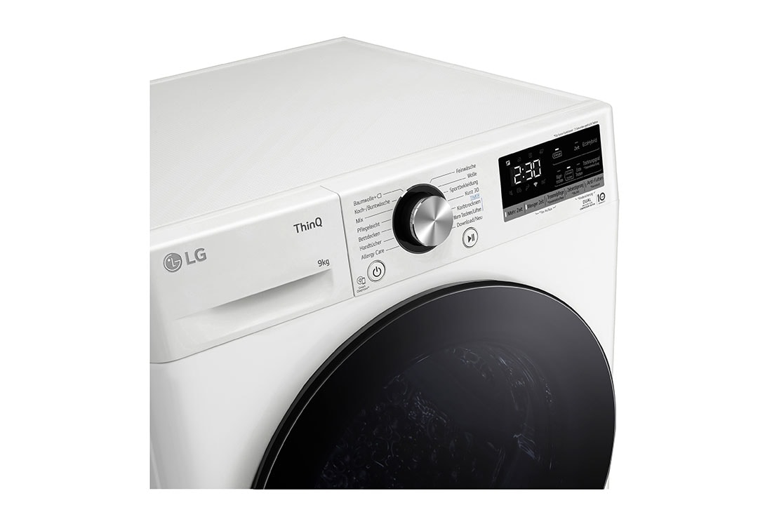 LG Trockner Weiß (C, 9 kg) mit Dual Inverter Wärmepumpentechnologie & selbstreinigendem Kondensator I RT90V9W, RT90V9W