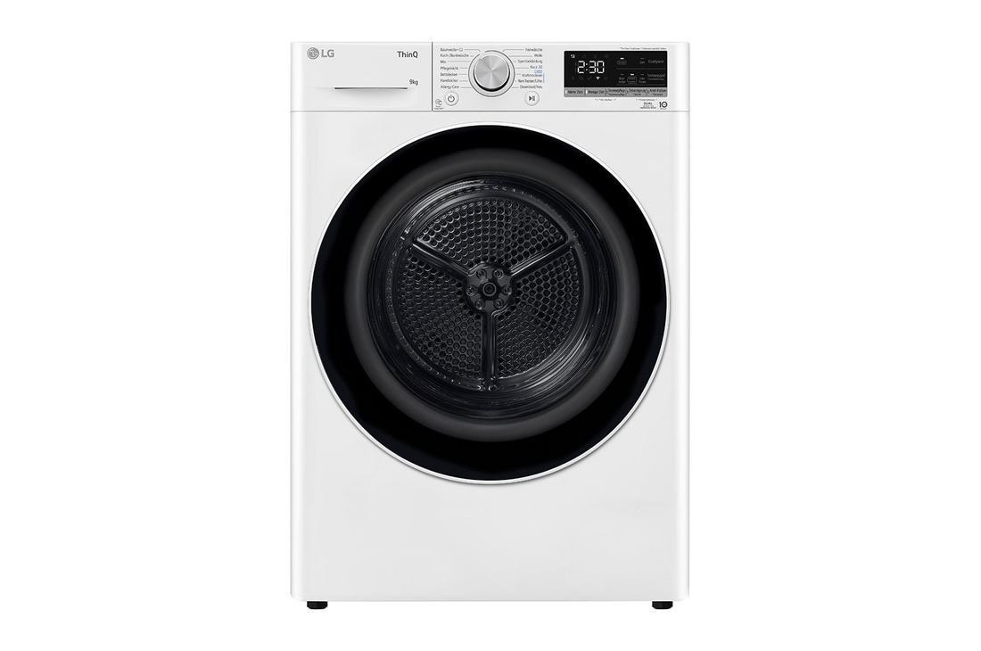 LG Trockner Weiß (A+++, 9 kg) mit Dual Inverter Wärmepumpentechnologie & selbstreinigendem Kondensator I V9R09TC, V9R09TC