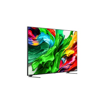 Leicht abgewinkelte Seitenansicht des LG QNED evo TV von rechts