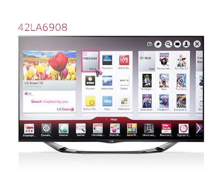Der LG LA6908 Smart TV begeistert mit CINEMA SCREEN-Design und edlem Standfuß.