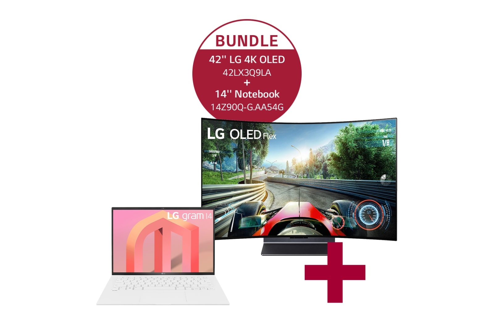 Vorderseite von 42LX3Q9LA 42&#39;&#39; LG 4K OLED Flex &amp; 14&#39;&#39; Notebook mit Windows 11 Home | Intel® Core™ i5 Prozessor | 16GB LPDDR5 RAM | 512GB SSD | 72-WH-Akku | 14Z90Q-G.AA54G 42LX3Q9LA.14Z90Q