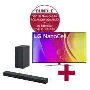Vorderseite von 50NANO819QA 50&#39;&#39; LG NanoCell 4K TV NANO81 &amp; DS40Q 2.1 Soundbar mit 300 Watt | kabelloser Subwoofer 50NANO819QA.DS40Q