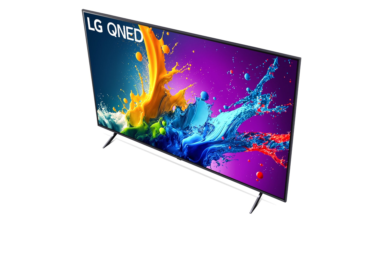 Nahaufnahme der Oberkante des LG QNED TV, QNED80