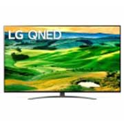LG 50QNED813QA Vorderansicht des LG QNED TV mit eingefügtem Bild und Produktlogo