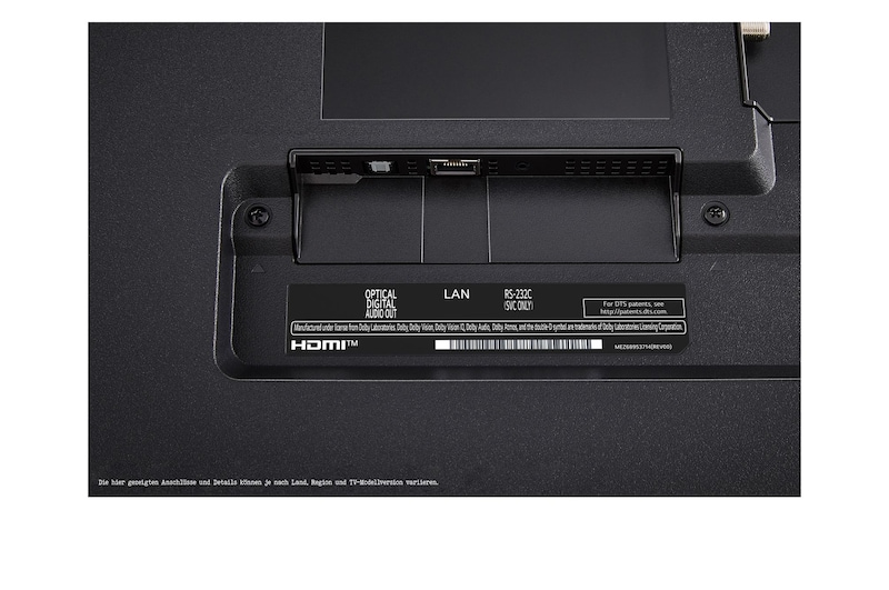 Rückansicht des LG QNED TV, QNED85