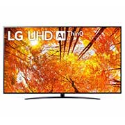 LG 50UQ91009LA Vorderansicht des LG UHD TV mit eingefügtem Bild und Produktlogo