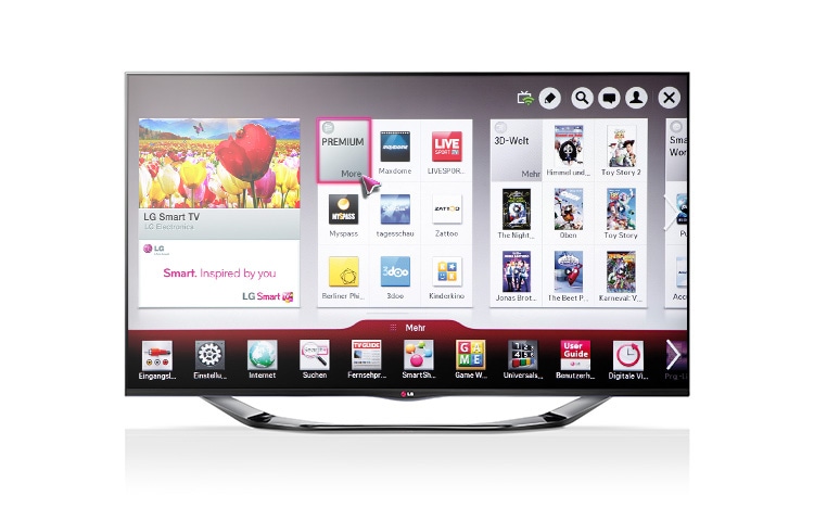 Der LG LA6908 Smart TV begeistert mit CINEMA SCREEN-Design und edlem Standfuß.