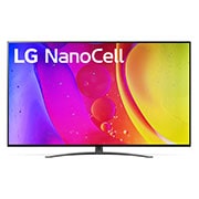 LG 55NANO819QA Vorderansicht des LG NANO TV mit eingefügtem Bild und Produktlogo