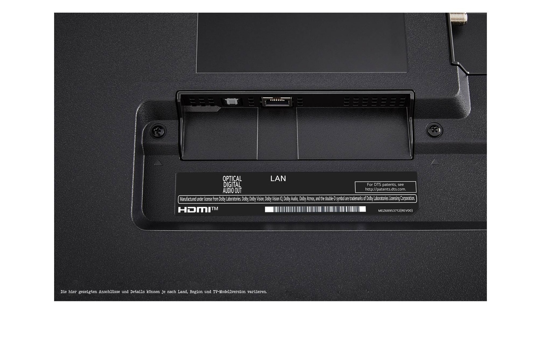 Rückansicht des LG QNED TV, QNED85