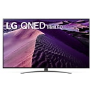 LG 55QNED869QA Vorderansicht des LG QNED TV mit eingefügtem Bild und Produktlogo