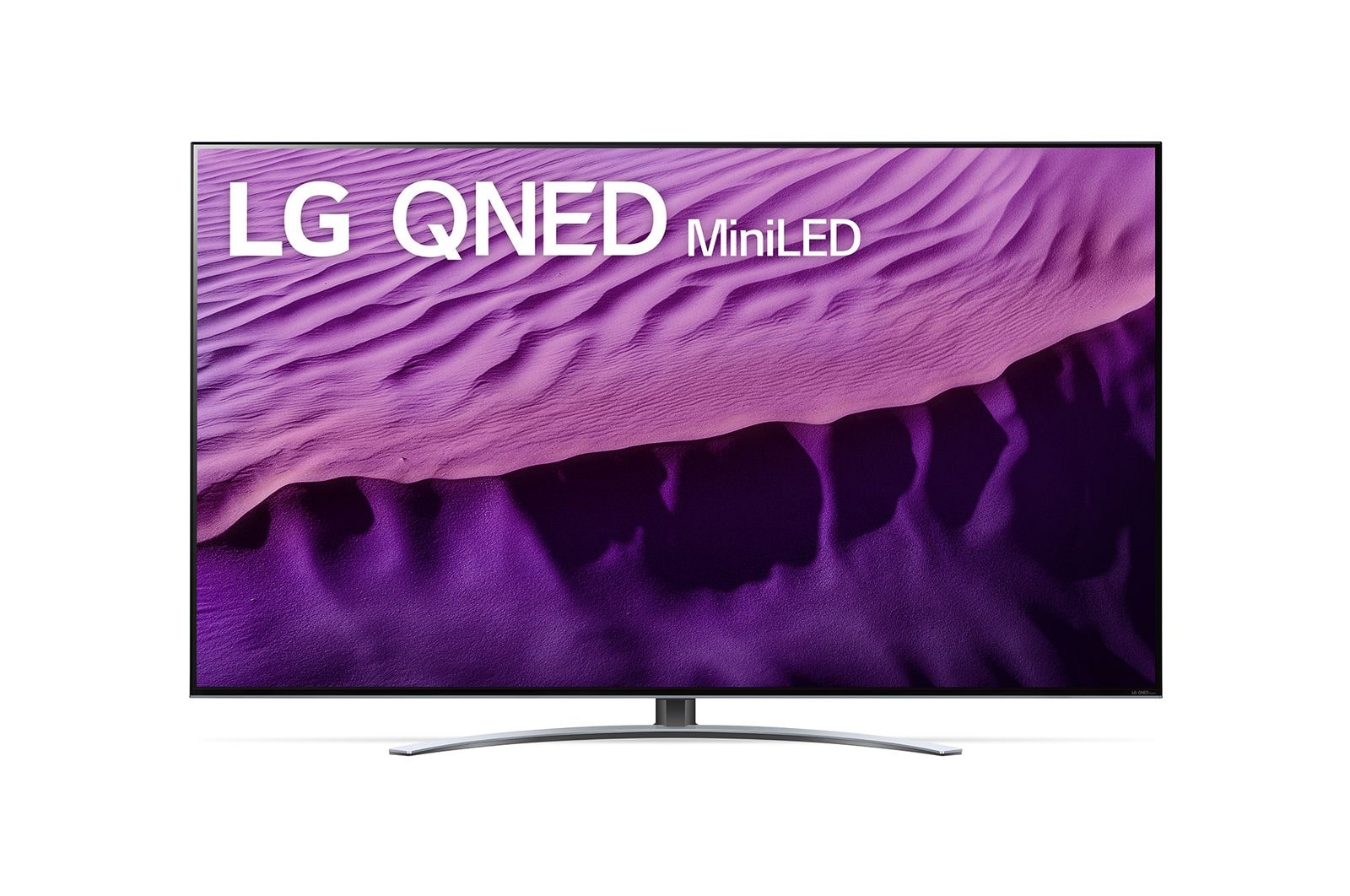 LG 55QNED879QB Vorderansicht des LG NANO TV mit eingefügtem Bild und Produktlogo