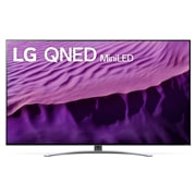 LG 55QNED879QB Vorderansicht des LG NANO TV mit eingefügtem Bild und Produktlogo