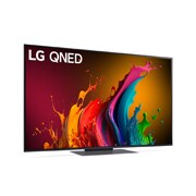 Leicht abgewinkelte Seitenansicht des LG QNED TV, QNED85