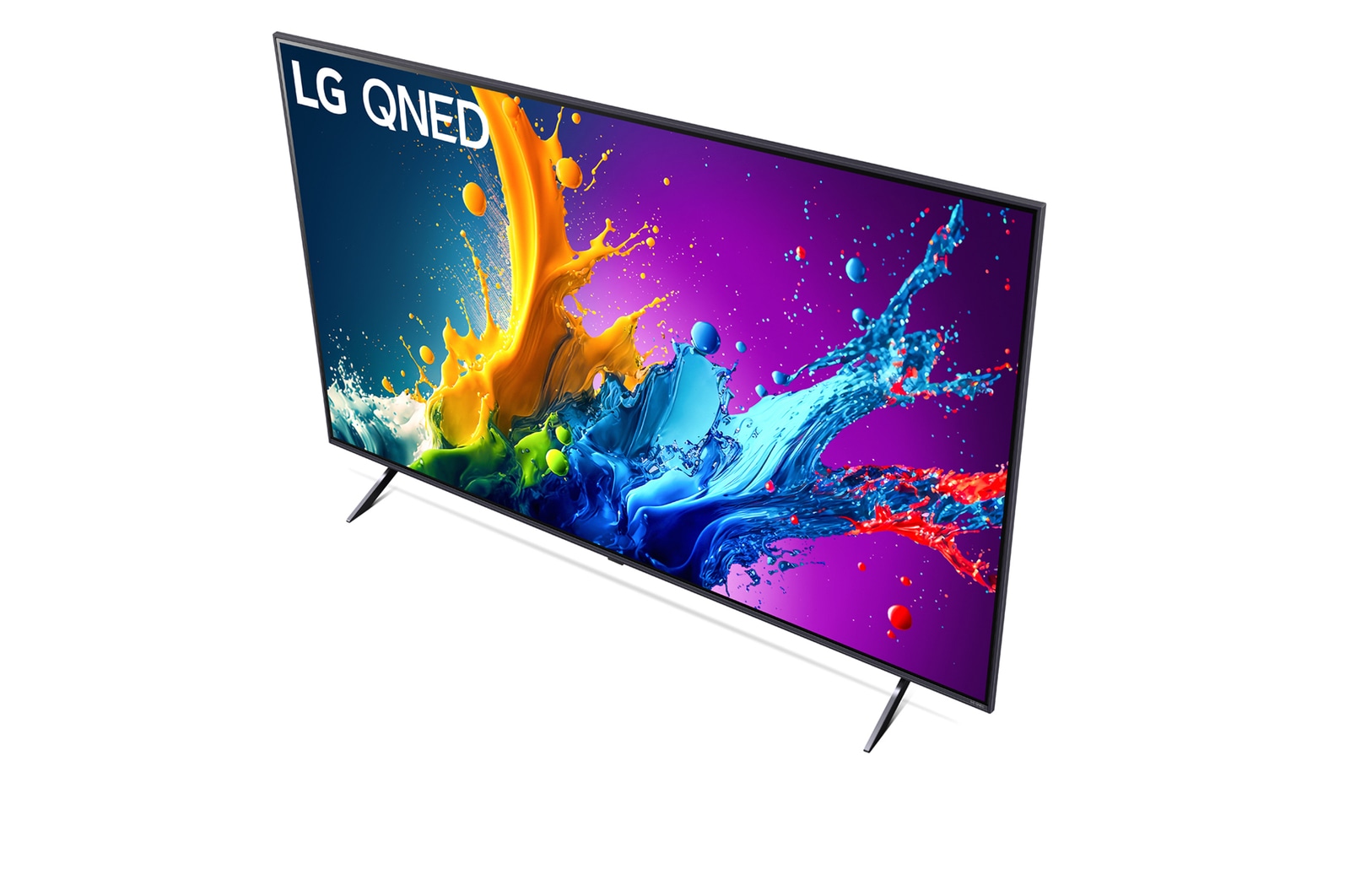 Nahaufnahme der Oberkante des LG QNED TV, QNED80