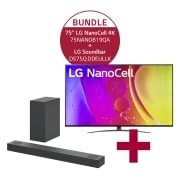 Vorderseite von 75NANO819QA 75&#39;&#39; LG NanoCell 4K TV NANO81 &amp; DS75Q 3.1.2 Dolby Atmos® Soundbar mit 380 Watt | kabelloser Subwoofer 75NANO819QA.DS75Q