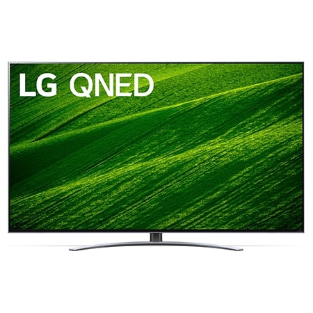 Vorderansicht des LG QNED TV mit eingefügtem Bild und Produktlogo