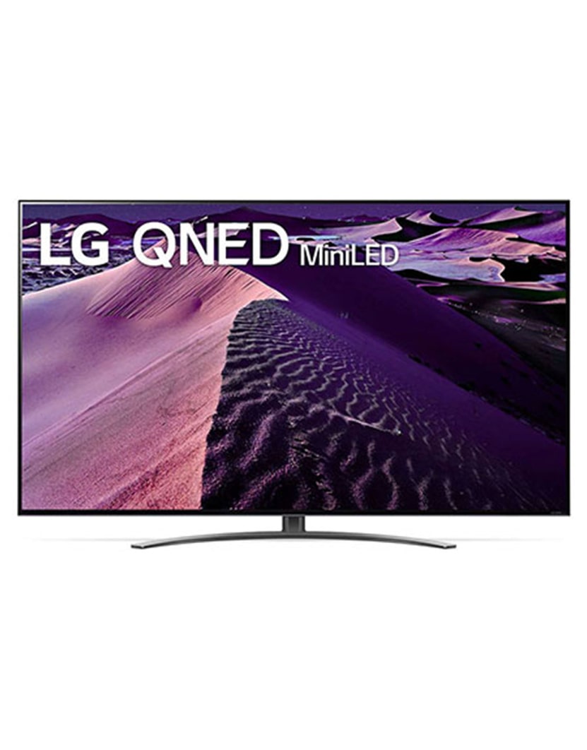 LG 55QNED866QA Vorderansicht des LG NANO TV mit eingefügtem Bild und Produktlogo