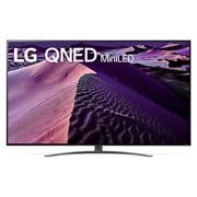 LG 75QNED869QA Vorderansicht des LG NANO TV mit eingefügtem Bild und Produktlogo