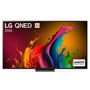 Ansicht der Vorderseite des LG QNED TV, QNED87 mit Text LG QNED und 2024 auf dem Bildschirm