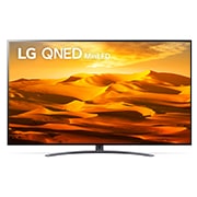  Vorderansicht des LG QNED TV mit eingefügtem Bild und Produktlogo
