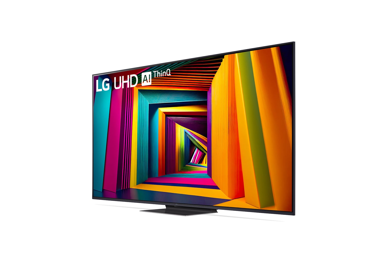 Leicht abgewinkelte Seitenansicht des LG UHD TV, UT90