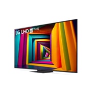 Leicht abgewinkelte Seitenansicht des LG UHD TV, UT90