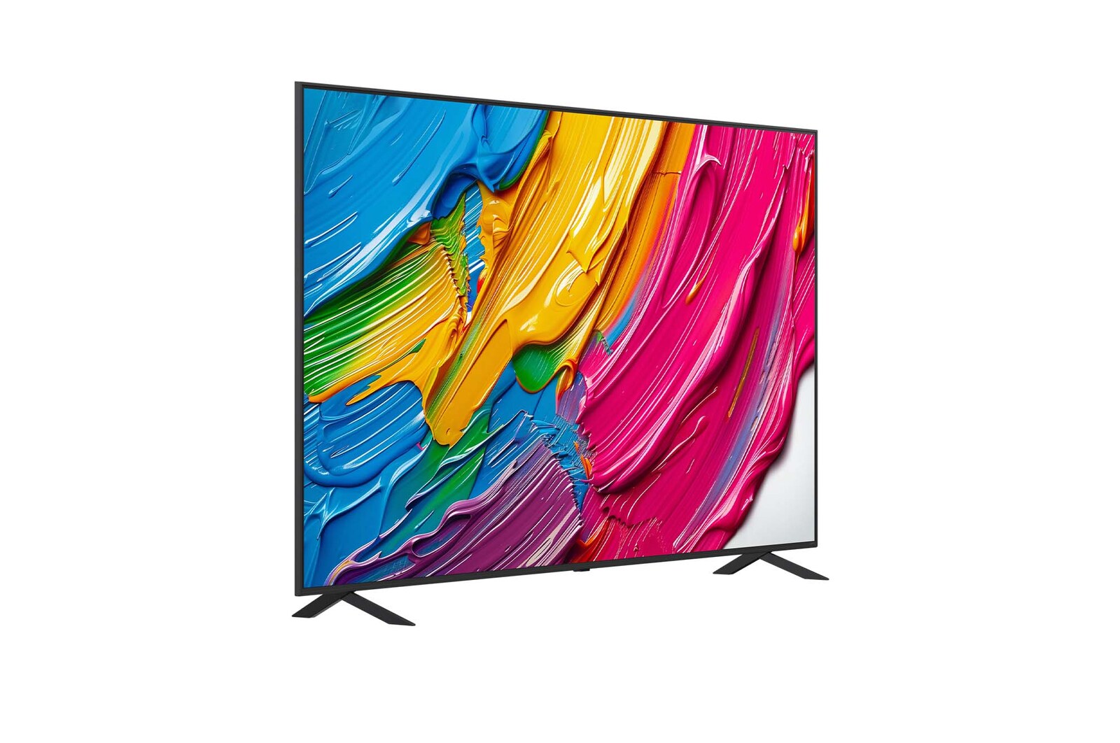 Leicht abgewinkelte Seitenansicht des LG QNED TV von rechts