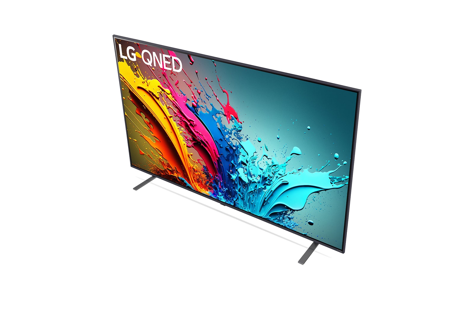 Nahaufnahme der Oberkante des LG QNED TV, QNED85