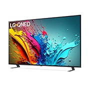 Leicht abgewinkelte Seitenansicht des LG QNED TV, QNED85